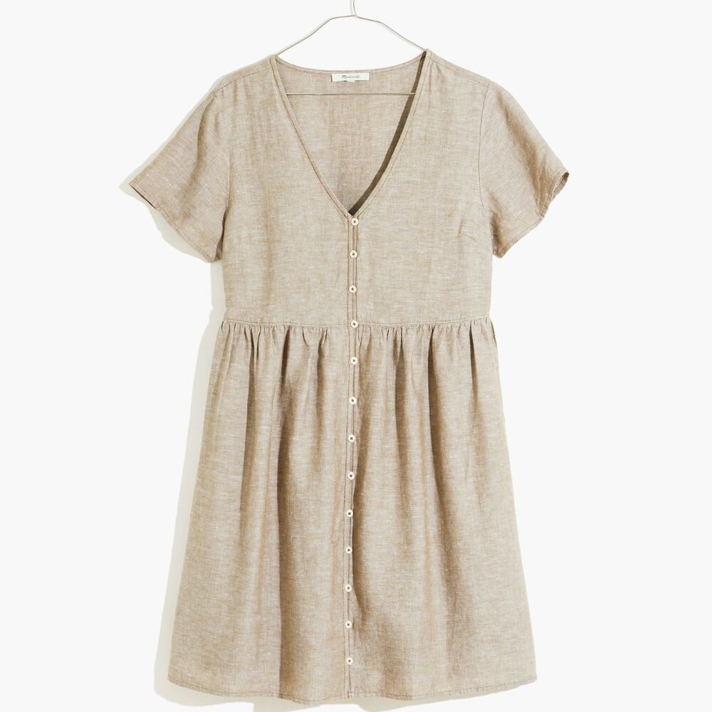 Madewell Linen-Blend Alexandra Button-Front Mini Dress - Picture 3 of 5